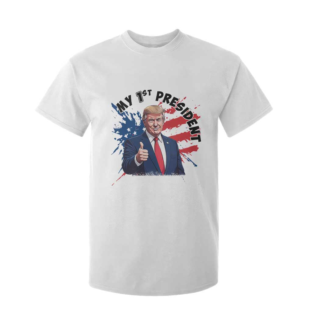 Funny My First President Trump T Shirt For Kid American Flag TS11 White Print Your Wear
