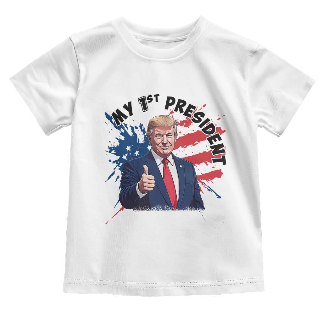 Funny My First President Trump Toddler T Shirt American Flag TS11 White Print Your Wear