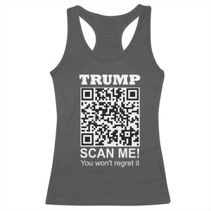 Funny Trump Dance QR Code Racerback Tank Top Scan Me You Won't Regret It TS11 Dark Heather Print Your Wear