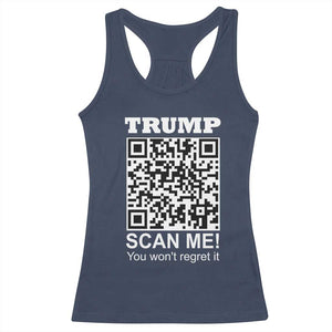 Funny Trump Dance QR Code Racerback Tank Top Scan Me You Won't Regret It TS11 Navy Print Your Wear