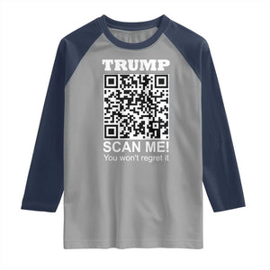 Funny Trump Dance QR Code Raglan Shirt Scan Me You Won't Regret It TS11 Sport Gray Navy Print Your Wear