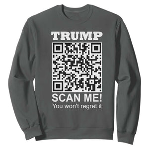 Funny Trump Dance QR Code Sweatshirt Scan Me You Won't Regret It TS11 Dark Heather Print Your Wear