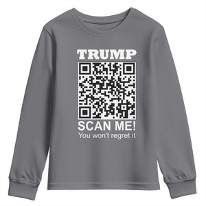 Funny Trump Dance QR Code Youth Sweatshirt Scan Me You Won't Regret It TS11 Charcoal Print Your Wear