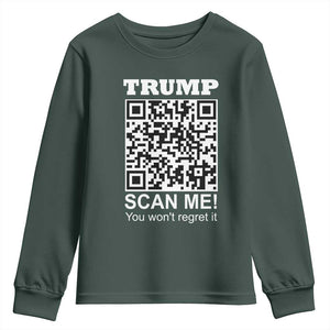 Funny Trump Dance QR Code Youth Sweatshirt Scan Me You Won't Regret It TS11 Dark Forest Green Print Your Wear