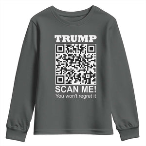 Funny Trump Dance QR Code Youth Sweatshirt Scan Me You Won't Regret It TS11 Dark Heather Print Your Wear