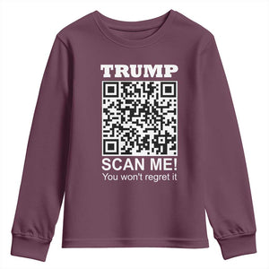 Funny Trump Dance QR Code Youth Sweatshirt Scan Me You Won't Regret It TS11 Maroon Print Your Wear