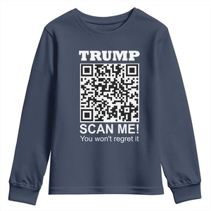 Funny Trump Dance QR Code Youth Sweatshirt Scan Me You Won't Regret It TS11 Navy Print Your Wear