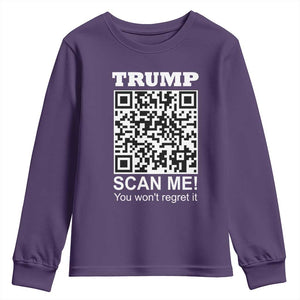 Funny Trump Dance QR Code Youth Sweatshirt Scan Me You Won't Regret It TS11 Purple Print Your Wear