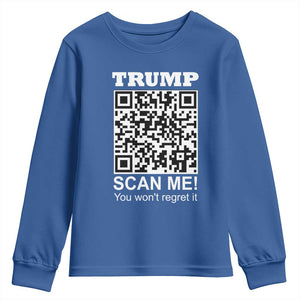Funny Trump Dance QR Code Youth Sweatshirt Scan Me You Won't Regret It TS11 Royal Blue Print Your Wear