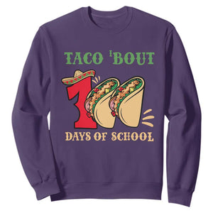 Funny Taco 'Bout 100 Days Of School Sweatshirt Sombrero Mexican Teachers TS11 Purple Print Your Wear