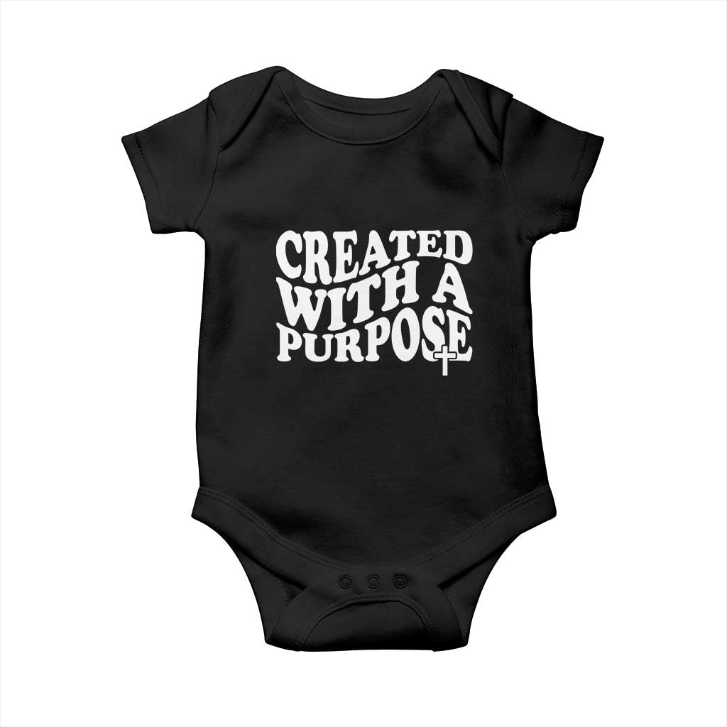 Created With A Purpose Christian Baby Onesie Inspirational Religious Bible Verse TS11 Black Print Your Wear