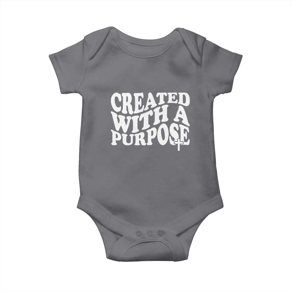 Created With A Purpose Christian Baby Onesie Inspirational Religious Bible Verse TS11 Charcoal Print Your Wear