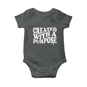 Created With A Purpose Christian Baby Onesie Inspirational Religious Bible Verse TS11 Dark Heather Print Your Wear