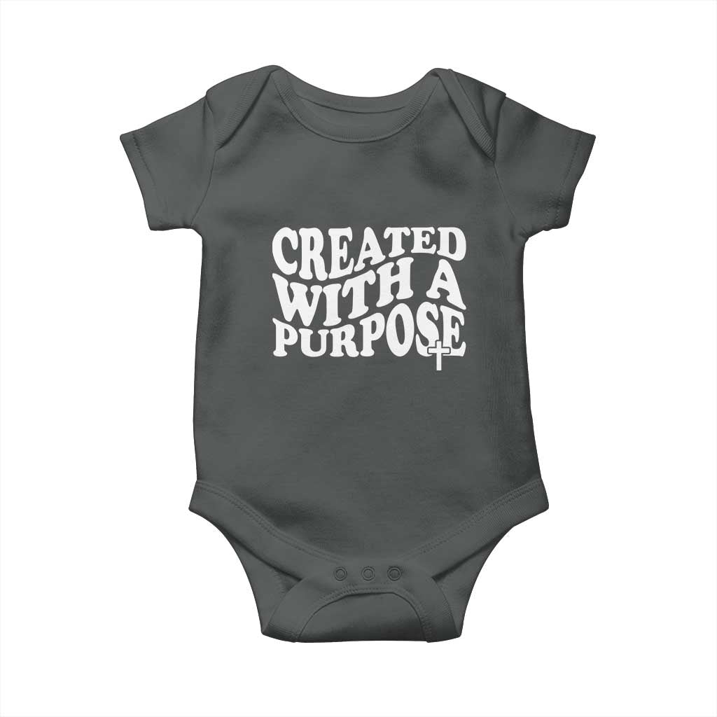 Created With A Purpose Christian Baby Onesie Inspirational Religious Bible Verse TS11 Dark Heather Print Your Wear
