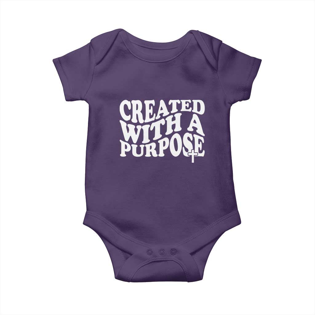 Created With A Purpose Christian Baby Onesie Inspirational Religious Bible Verse TS11 Purple Print Your Wear