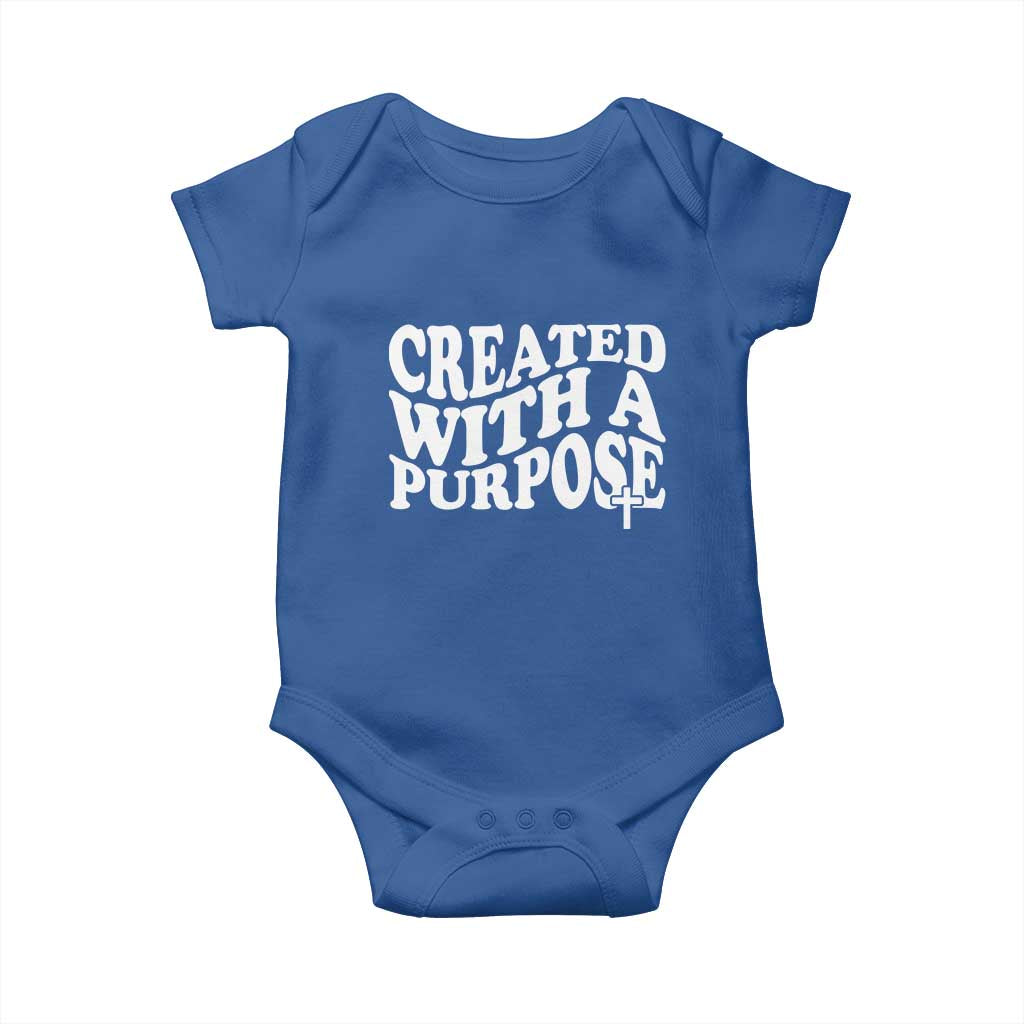 Created With A Purpose Christian Baby Onesie Inspirational Religious Bible Verse TS11 Royal Blue Print Your Wear