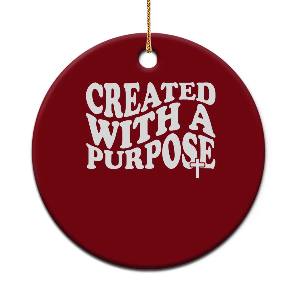 Created With A Purpose Christian Ceramic Ornament Inspirational Religious Bible Verse TS11 1pc Red Print Your Wear