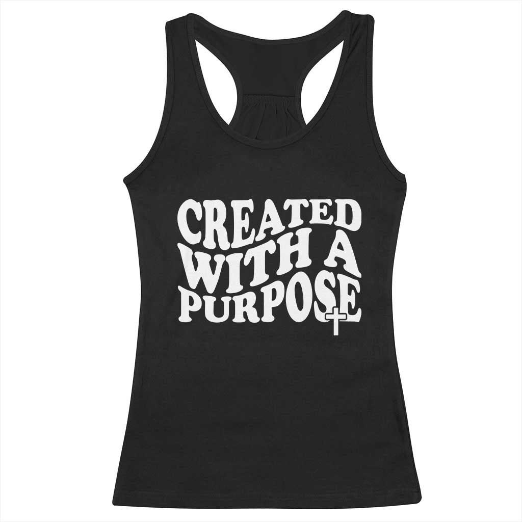 Created With A Purpose Christian Racerback Tank Top Inspirational Religious Bible Verse TS11 Black Print Your Wear