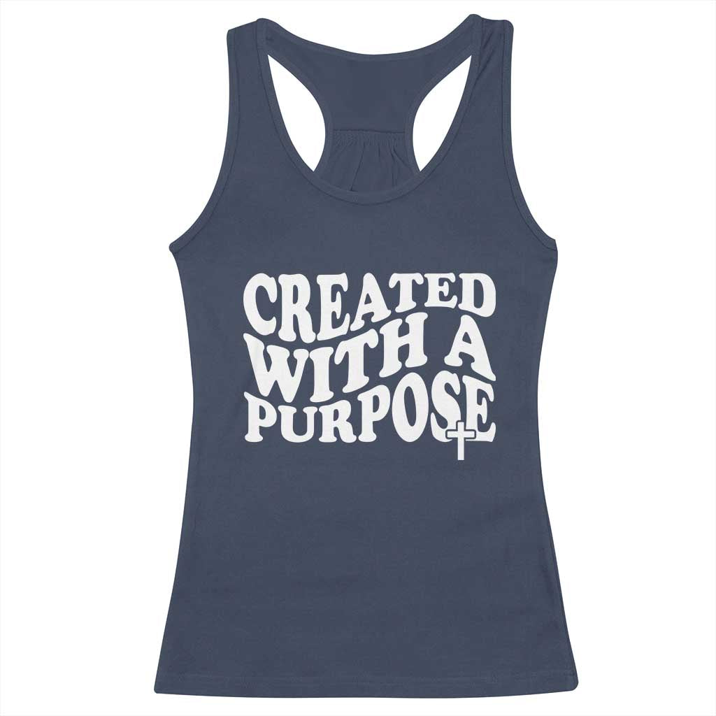 Created With A Purpose Christian Racerback Tank Top Inspirational Religious Bible Verse TS11 Navy Print Your Wear