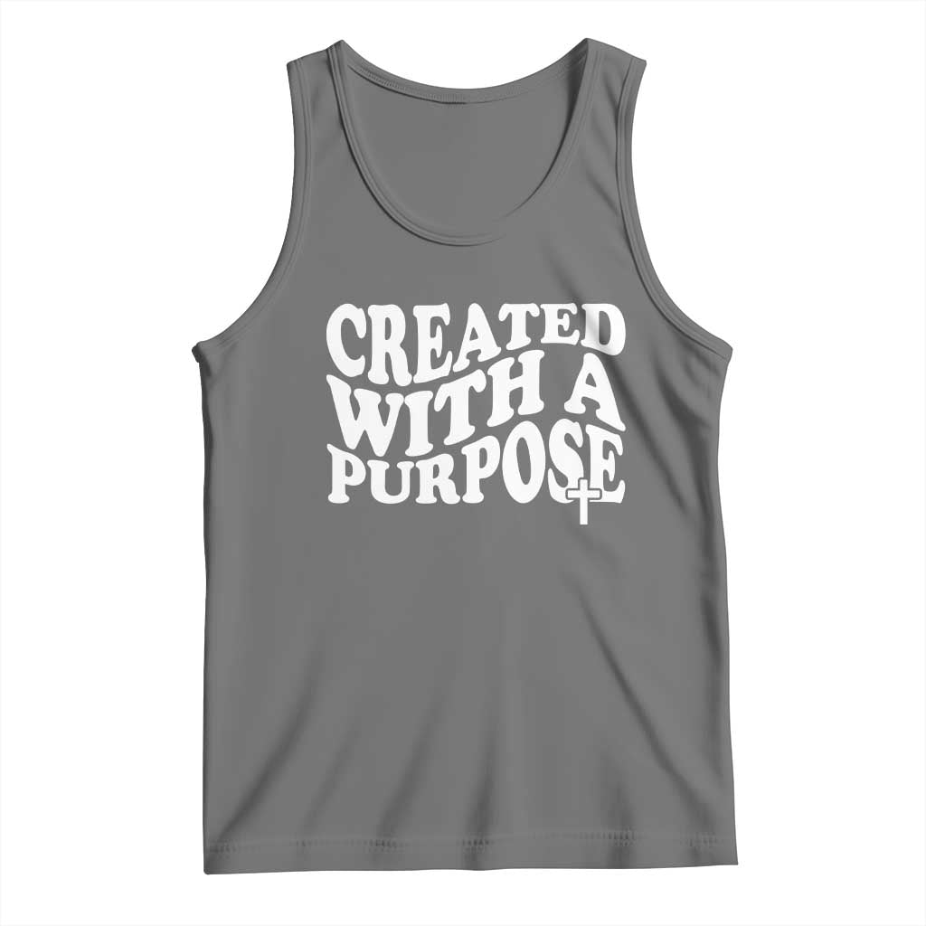 Created With A Purpose Christian Tank Top Inspirational Religious Bible Verse TS11 Black Heather Print Your Wear