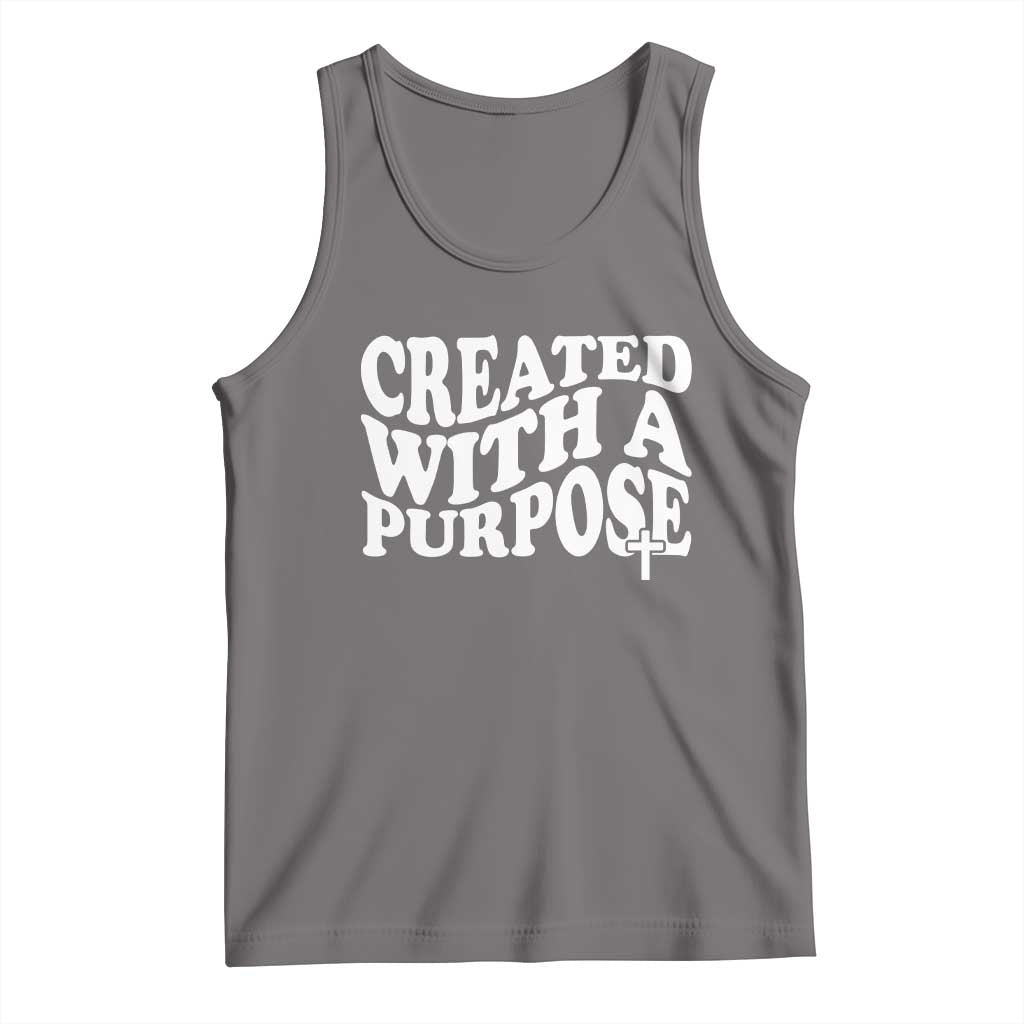 Created With A Purpose Christian Tank Top Inspirational Religious Bible Verse TS11 Deep Heather Print Your Wear