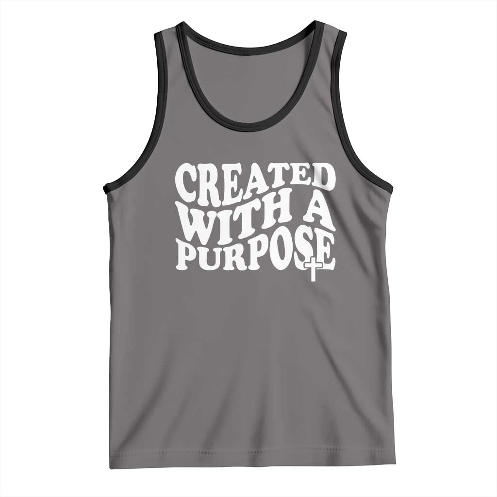 Created With A Purpose Christian Tank Top Inspirational Religious Bible Verse TS11 Deep Heather Black Print Your Wear