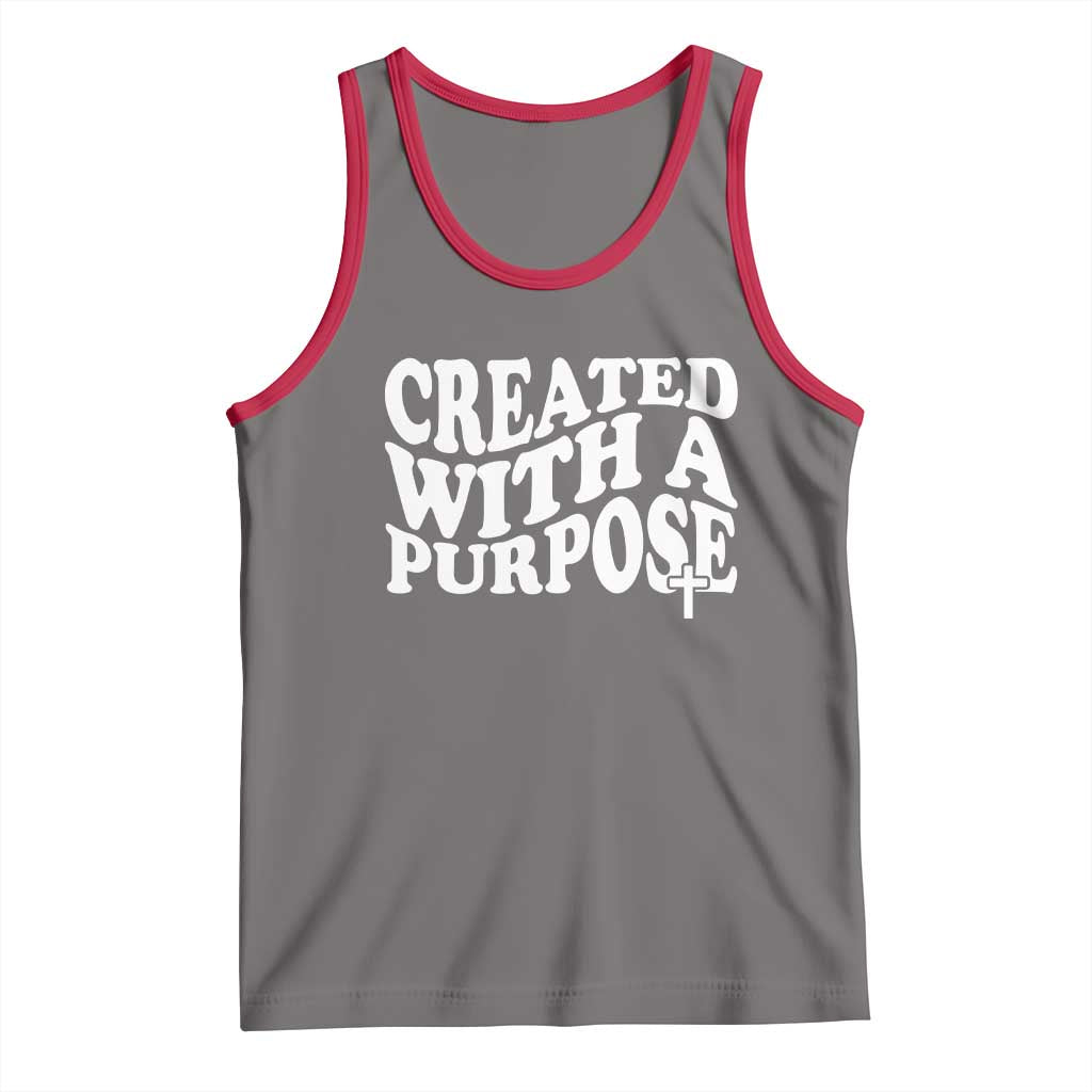 Created With A Purpose Christian Tank Top Inspirational Religious Bible Verse TS11 Deep Heather Red Print Your Wear