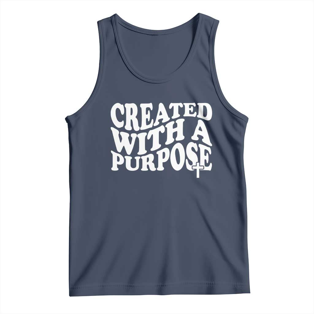 Created With A Purpose Christian Tank Top Inspirational Religious Bible Verse TS11 Navy Print Your Wear