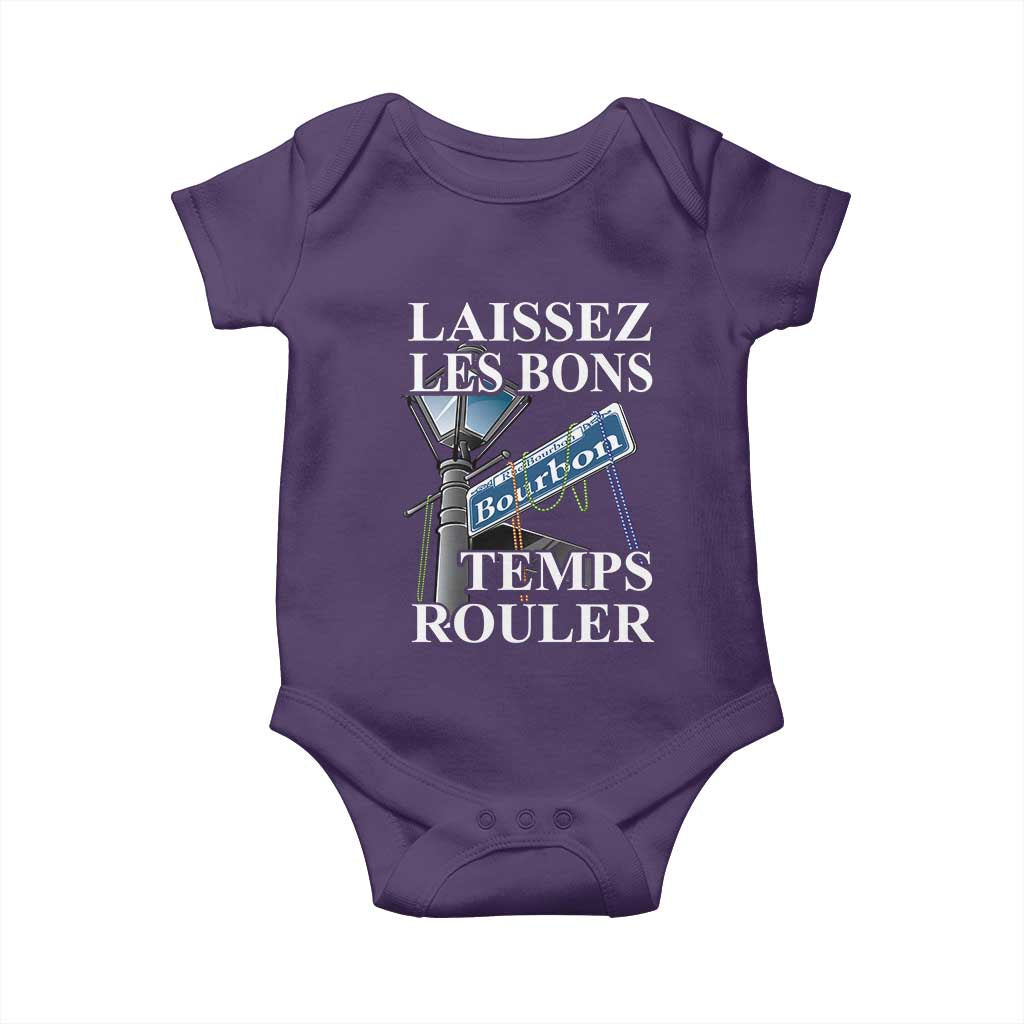 Funny Mardi Gras Laissez Les Bons Temps Rouler Baby Onesie Bourbon Street Sign TS11 Purple Print Your Wear