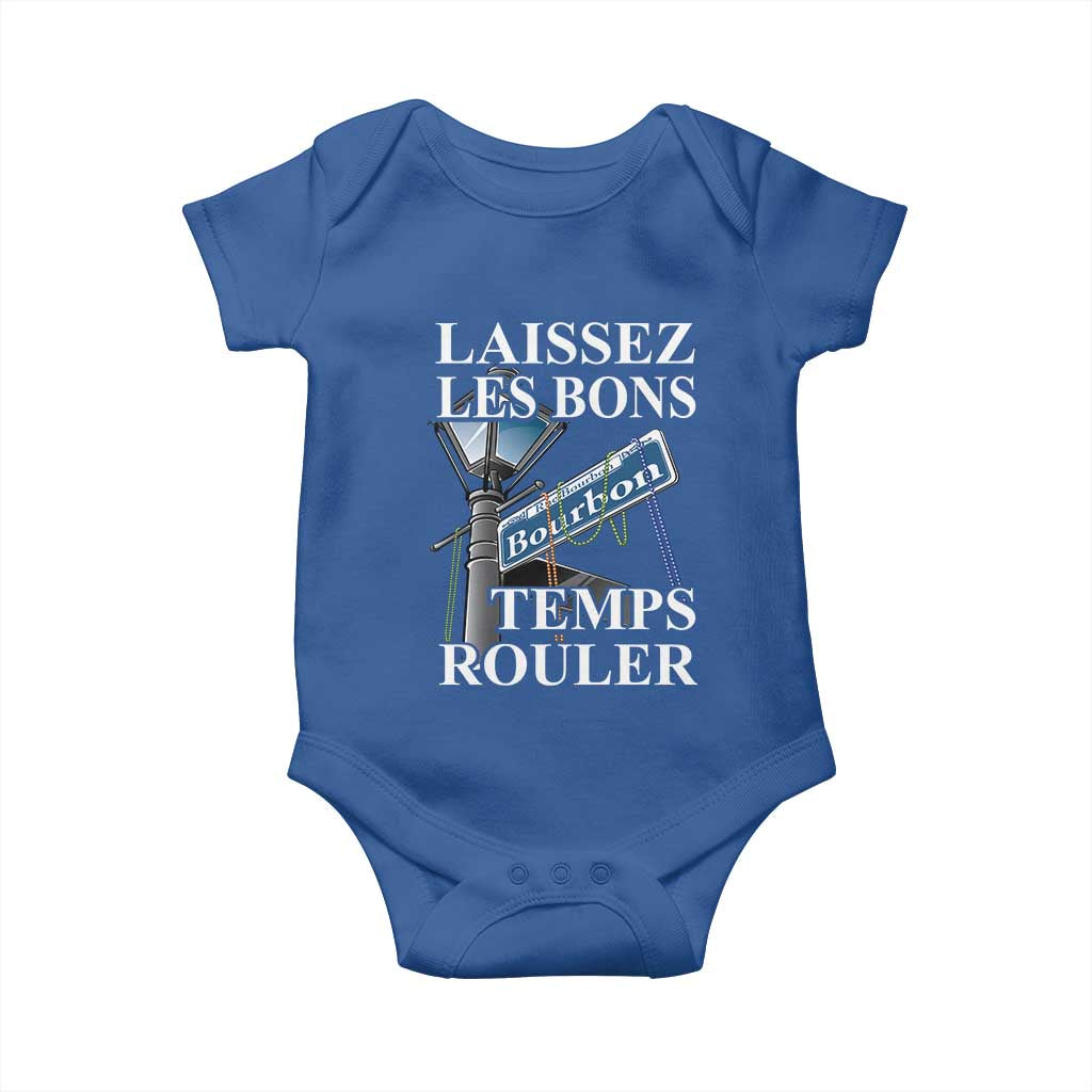 Funny Mardi Gras Laissez Les Bons Temps Rouler Baby Onesie Bourbon Street Sign TS11 Royal Blue Print Your Wear