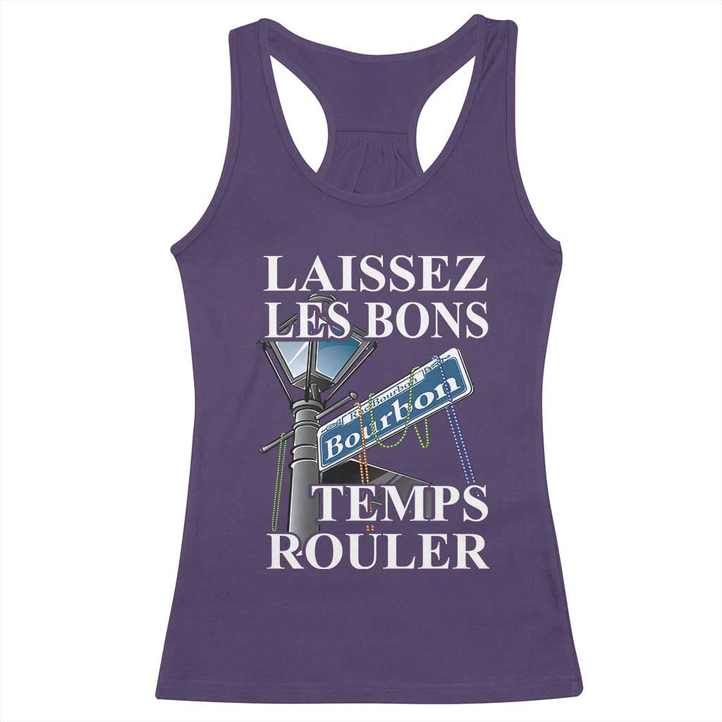 Funny Mardi Gras Laissez Les Bons Temps Rouler Racerback Tank Top Bourbon Street Sign TS11 Purple Print Your Wear
