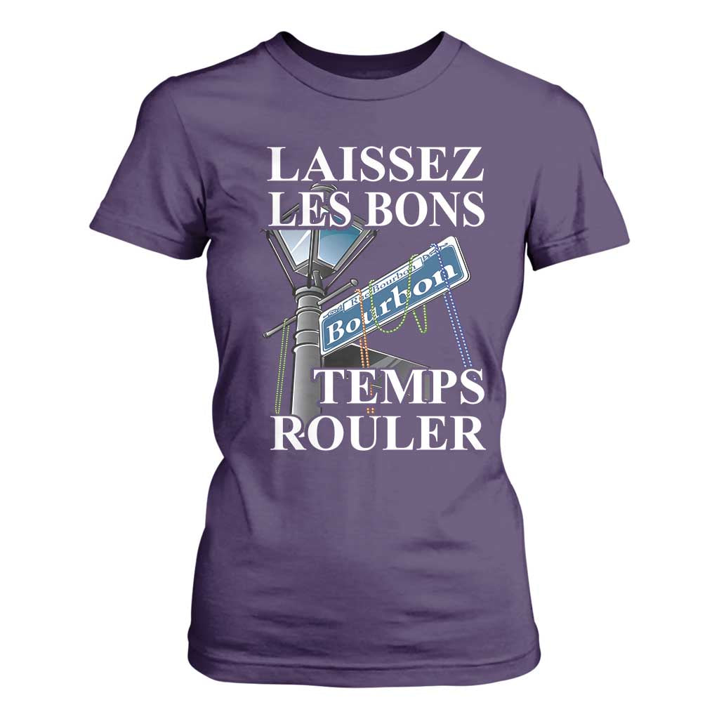 Funny Mardi Gras Laissez Les Bons Temps Rouler T Shirt For Women Bourbon Street Sign TS11 Purple Print Your Wear