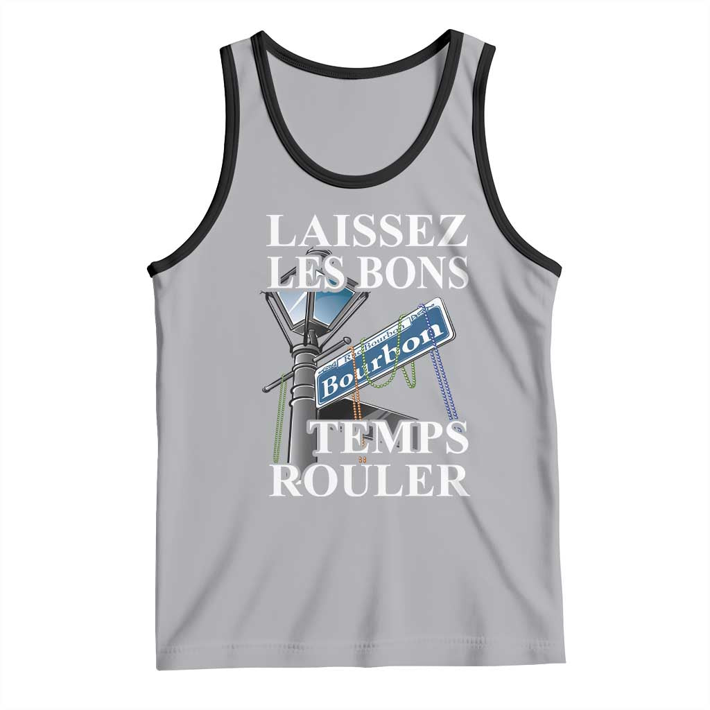 Funny Mardi Gras Laissez Les Bons Temps Rouler Tank Top Bourbon Street Sign TS11 Athletic Heather Black Print Your Wear
