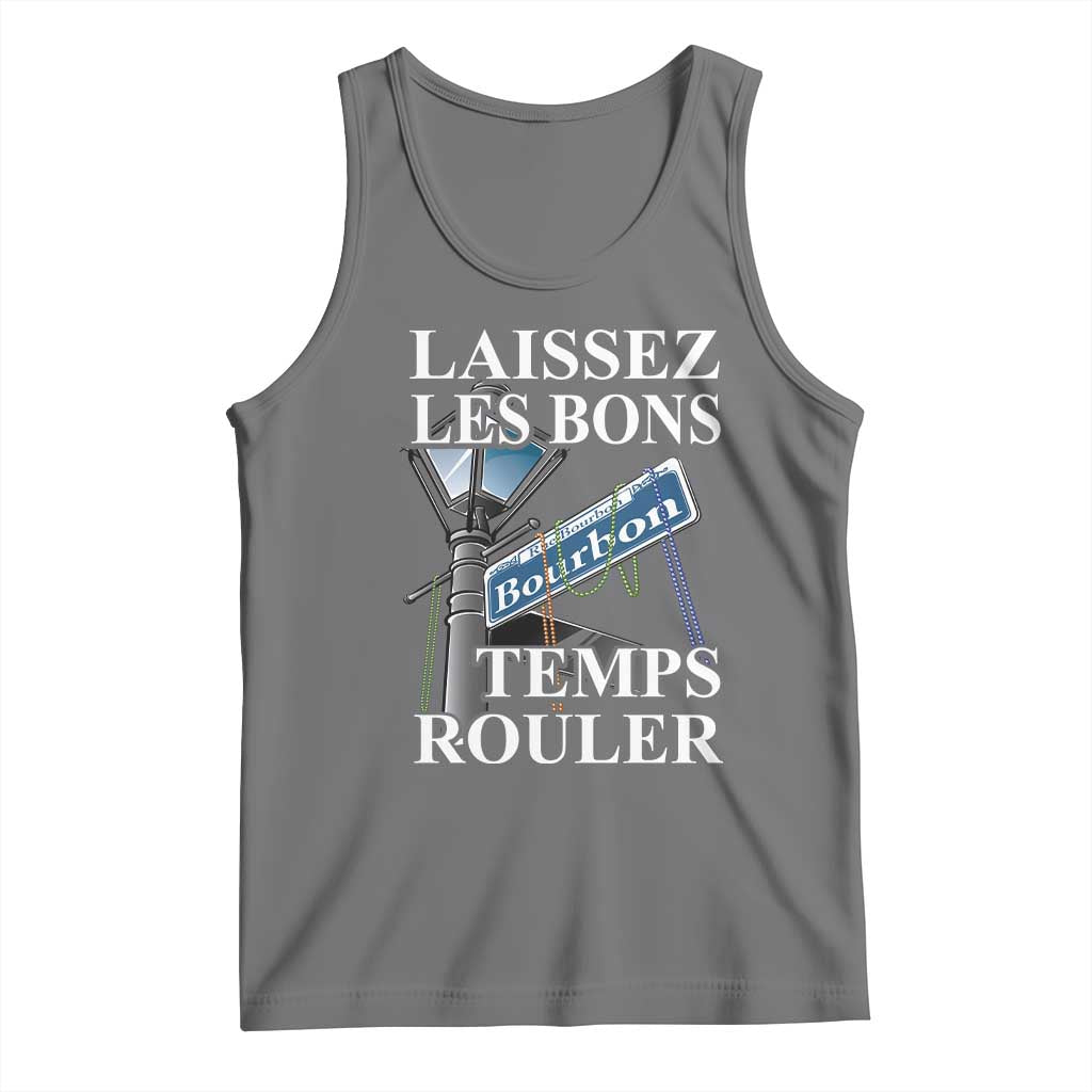 Funny Mardi Gras Laissez Les Bons Temps Rouler Tank Top Bourbon Street Sign TS11 Black Heather Print Your Wear