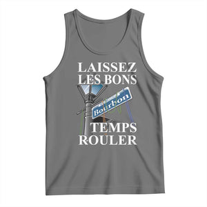 Funny Mardi Gras Laissez Les Bons Temps Rouler Tank Top Bourbon Street Sign TS11 Black Heather Print Your Wear