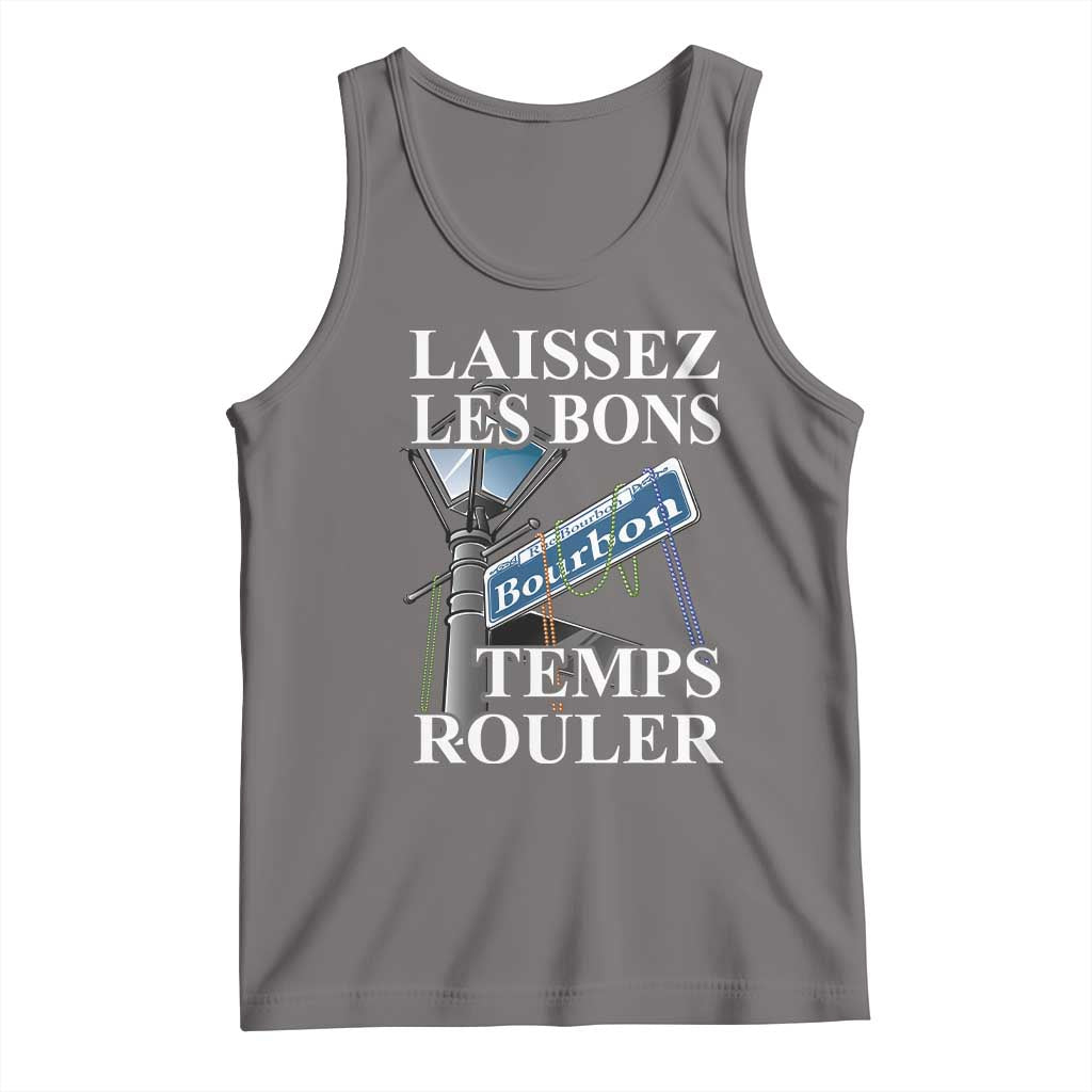 Funny Mardi Gras Laissez Les Bons Temps Rouler Tank Top Bourbon Street Sign TS11 Deep Heather Print Your Wear