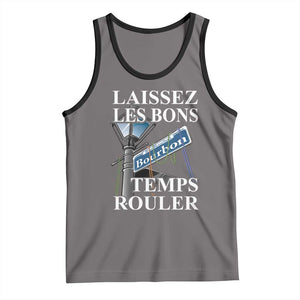 Funny Mardi Gras Laissez Les Bons Temps Rouler Tank Top Bourbon Street Sign TS11 Deep Heather Black Print Your Wear