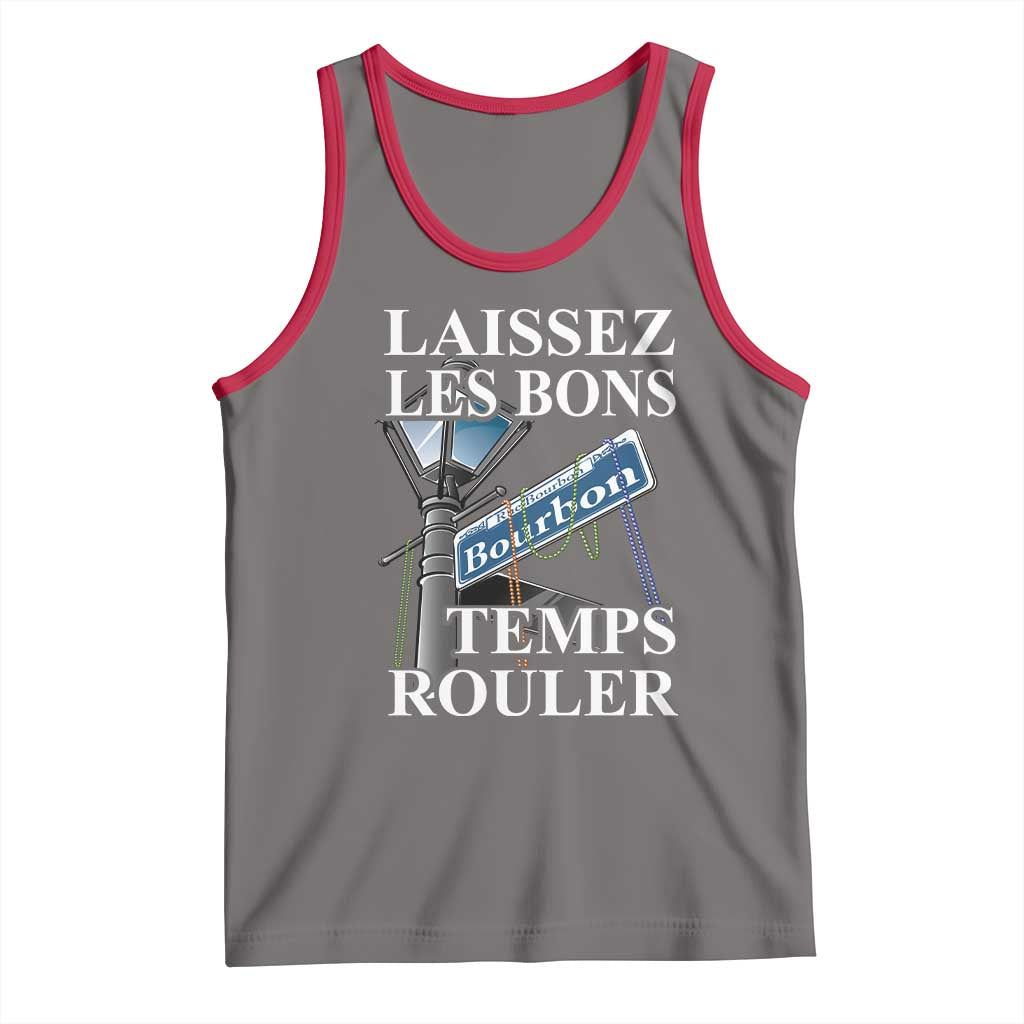 Funny Mardi Gras Laissez Les Bons Temps Rouler Tank Top Bourbon Street Sign TS11 Deep Heather Red Print Your Wear