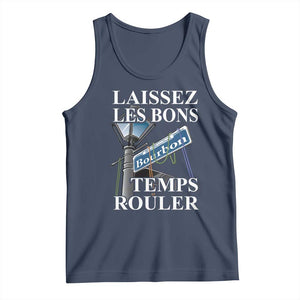 Funny Mardi Gras Laissez Les Bons Temps Rouler Tank Top Bourbon Street Sign TS11 Navy Print Your Wear