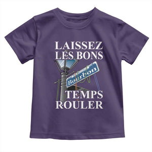 Funny Mardi Gras Laissez Les Bons Temps Rouler Toddler T Shirt Bourbon Street Sign TS11 Purple Print Your Wear
