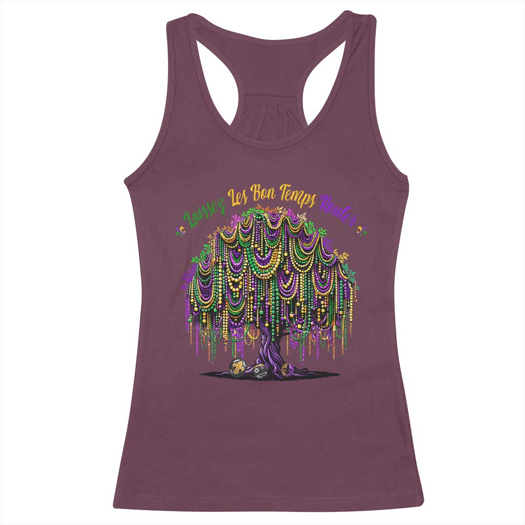 Funny Mardi Gras Bead Tree Carnival New Orleans Coconut Racerback Tank Top TS11 Maroon Print Your Wear