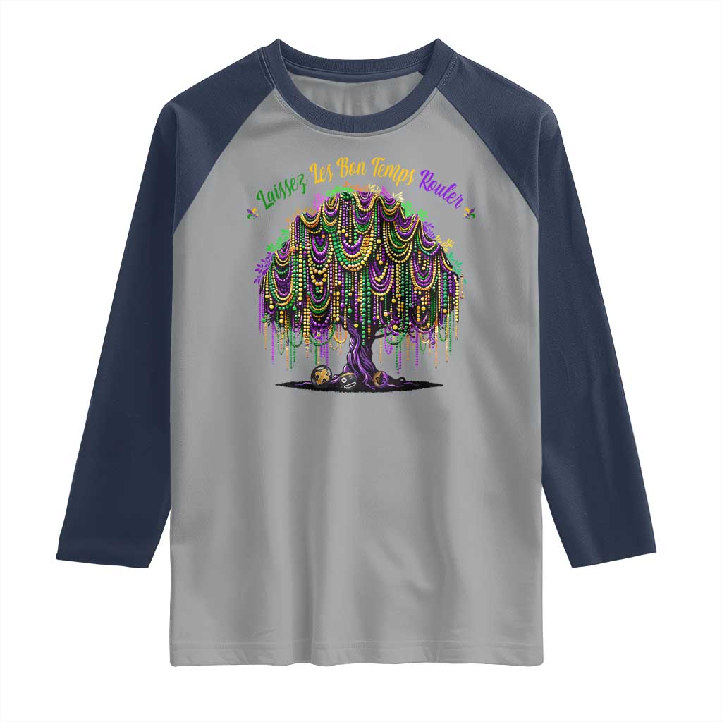 Funny Mardi Gras Bead Tree Carnival New Orleans Coconut Raglan Shirt TS11 Sport Gray Navy Print Your Wear