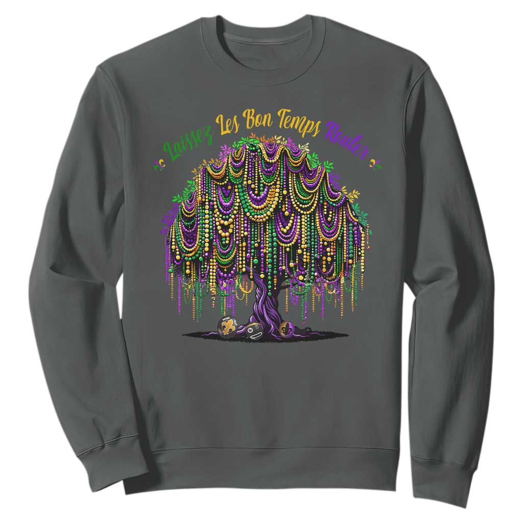 Funny Mardi Gras Bead Tree Carnival New Orleans Coconut Sweatshirt TS11 Dark Heather Print Your Wear