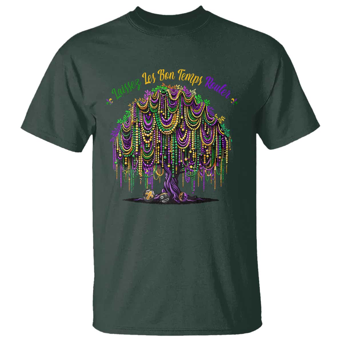 Funny Mardi Gras Bead Tree Carnival New Orleans Coconut T Shirt TS11 Dark Forest Green Print Your Wear