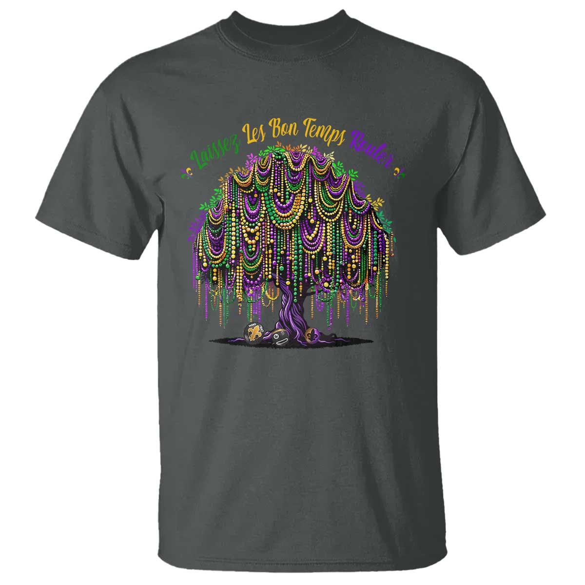 Funny Mardi Gras Bead Tree Carnival New Orleans Coconut T Shirt TS11 Dark Heather Print Your Wear
