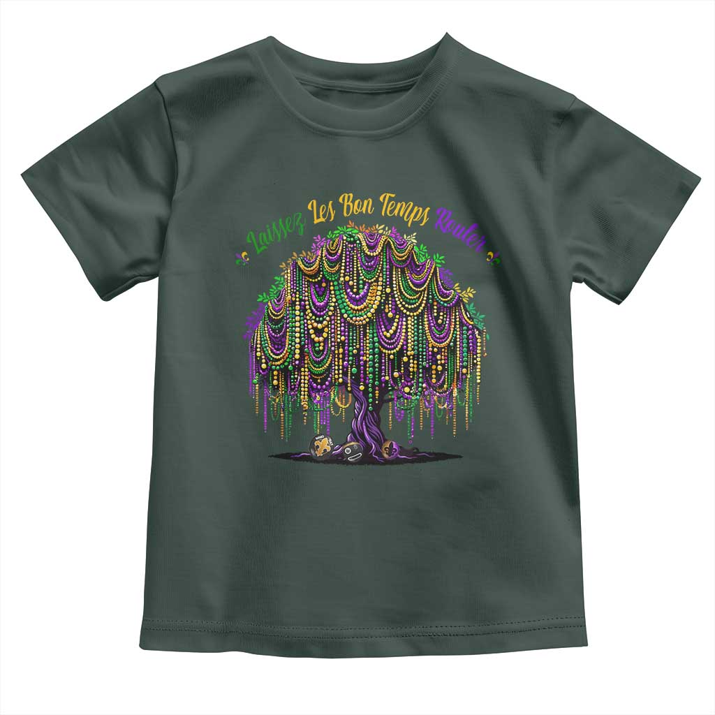 Funny Mardi Gras Bead Tree Carnival New Orleans Coconut Toddler T Shirt TS11 Dark Forest Green Print Your Wear