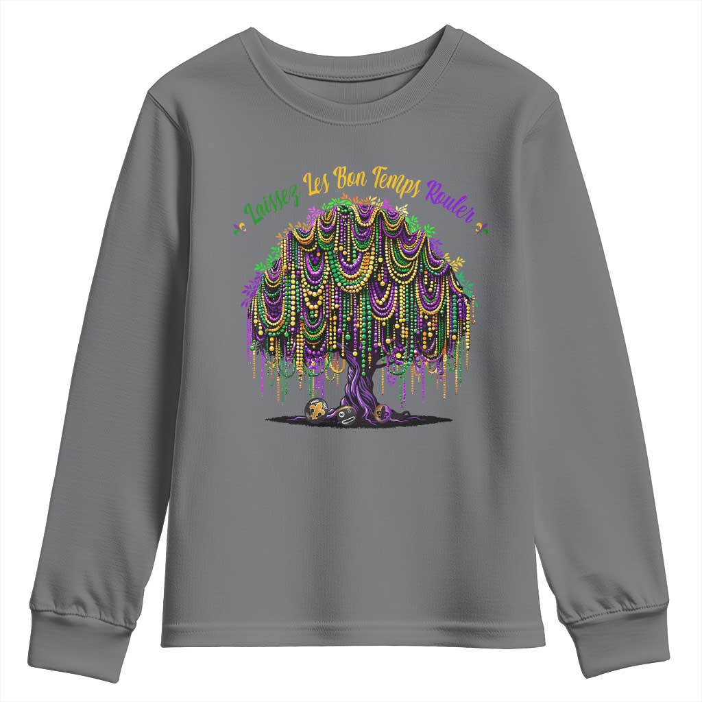Funny Mardi Gras Bead Tree Carnival New Orleans Coconut Youth Sweatshirt TS11 Charcoal Print Your Wear