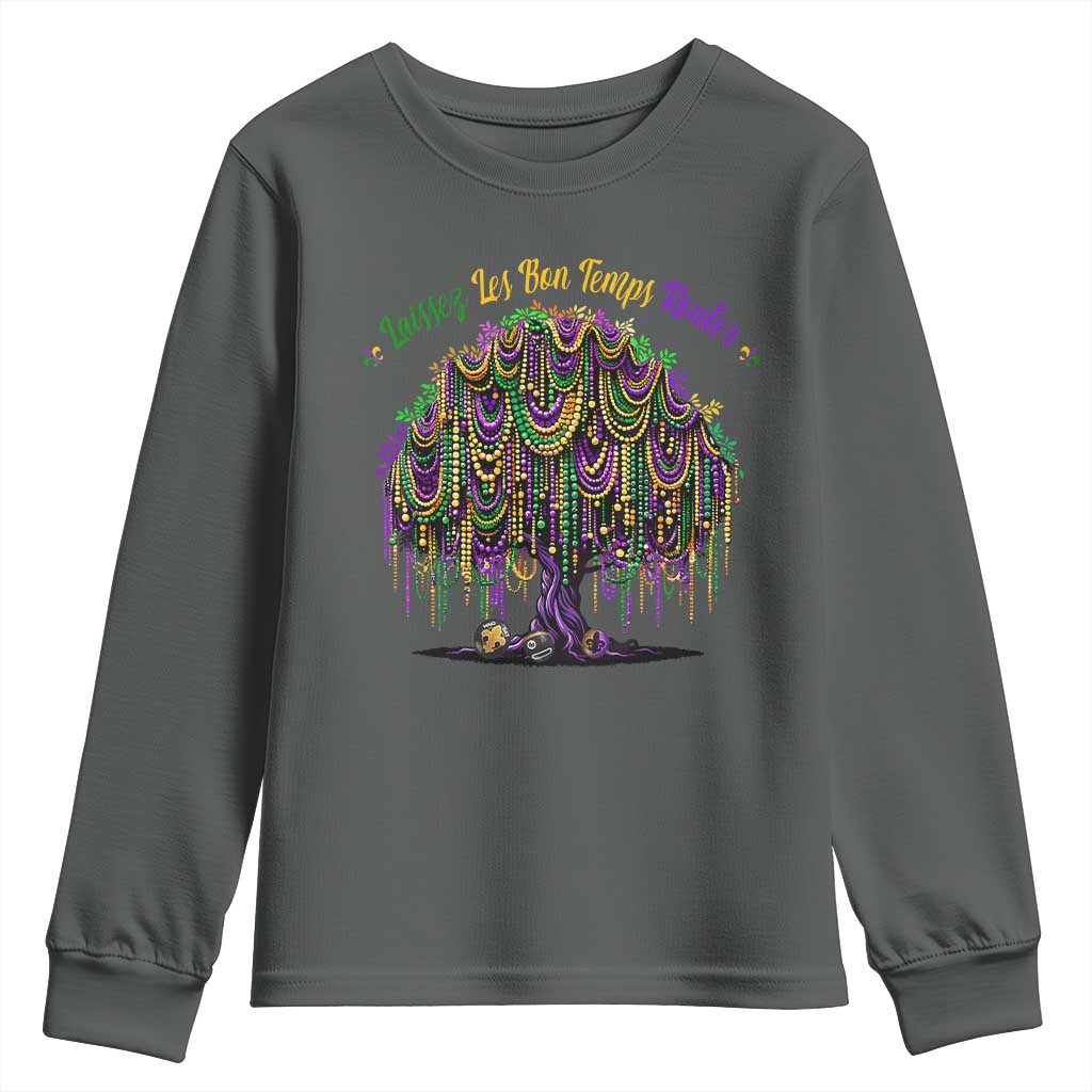 Funny Mardi Gras Bead Tree Carnival New Orleans Coconut Youth Sweatshirt TS11 Dark Heather Print Your Wear