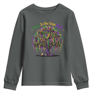 Funny Mardi Gras Bead Tree Carnival New Orleans Coconut Youth Sweatshirt TS11 Dark Heather Print Your Wear