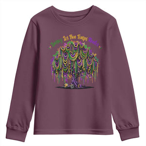 Funny Mardi Gras Bead Tree Carnival New Orleans Coconut Youth Sweatshirt TS11 Maroon Print Your Wear
